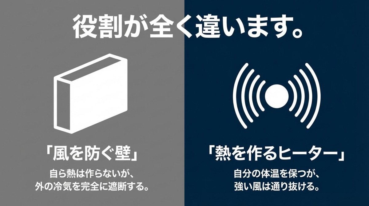 風を防ぐソラノと熱を作るアトムの役割の違い