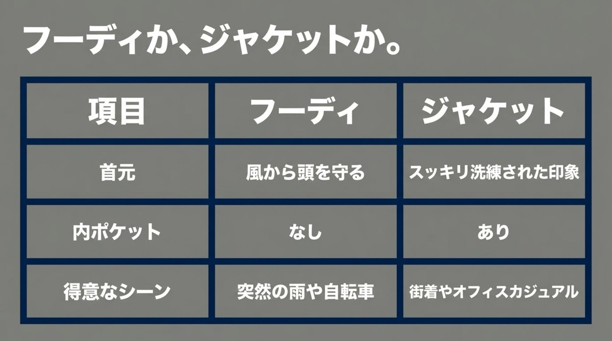 ソラノフーディとジャケットの機能や得意シーンの比較
