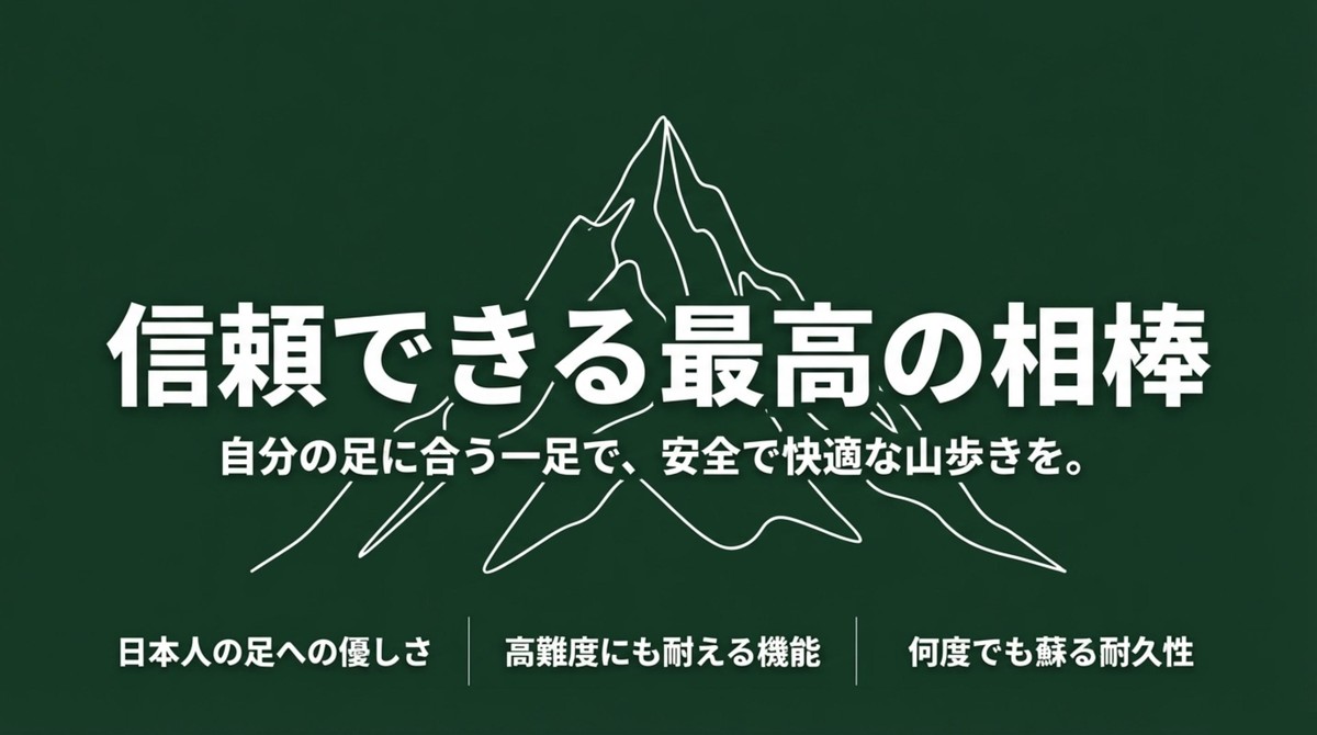 信頼できる最高の相棒 日本人の足への優しさ、高難度にも耐える機能、耐久性を備えた信頼できる最高の相棒