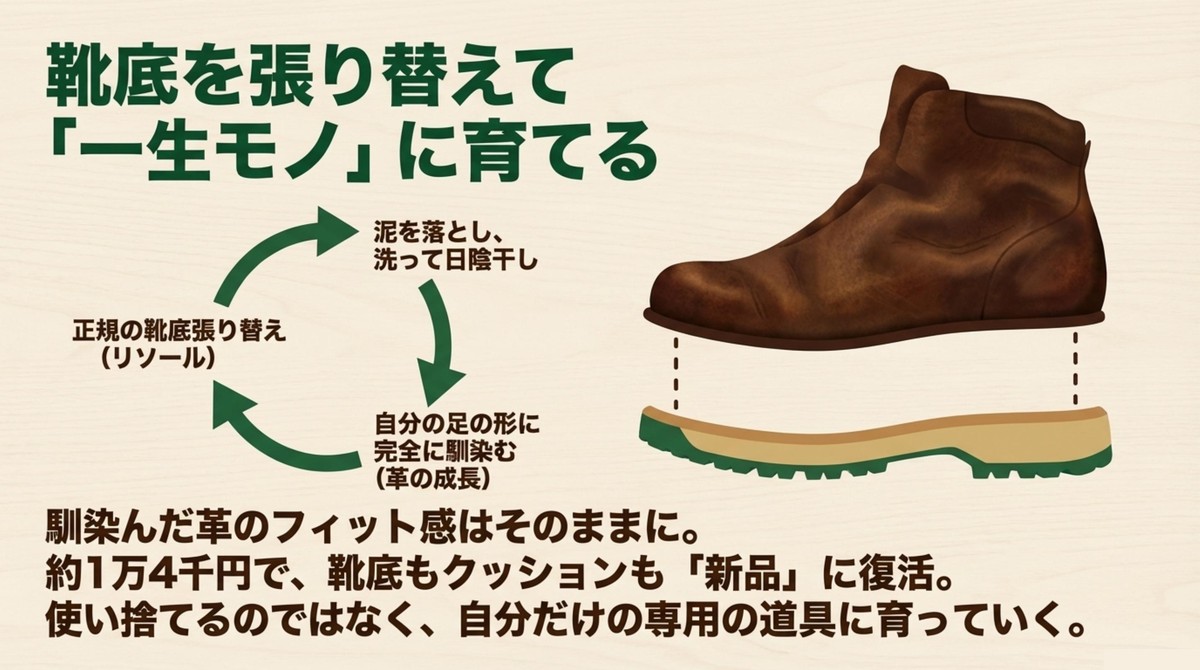 靴底を張り替えて長く使うリソールのメリットと費用