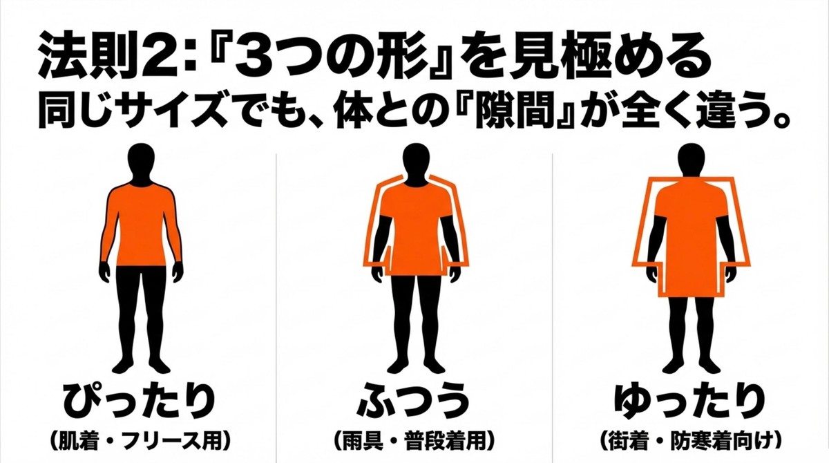 法則2:『3つの形』を見極める ぴったり、ふつう、ゆったりという3つの形