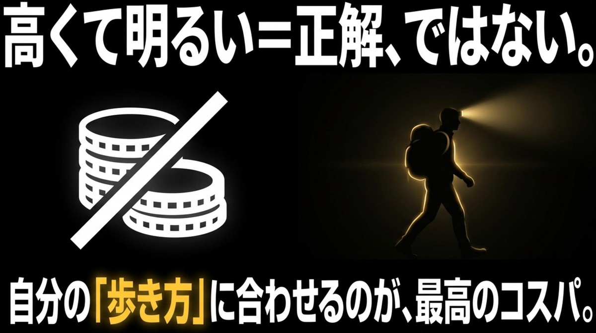 ヘッドライトのコスパの考え方 高くて明るいのが正解ではない。自分の歩き方に合わせるのが最高のコスパ