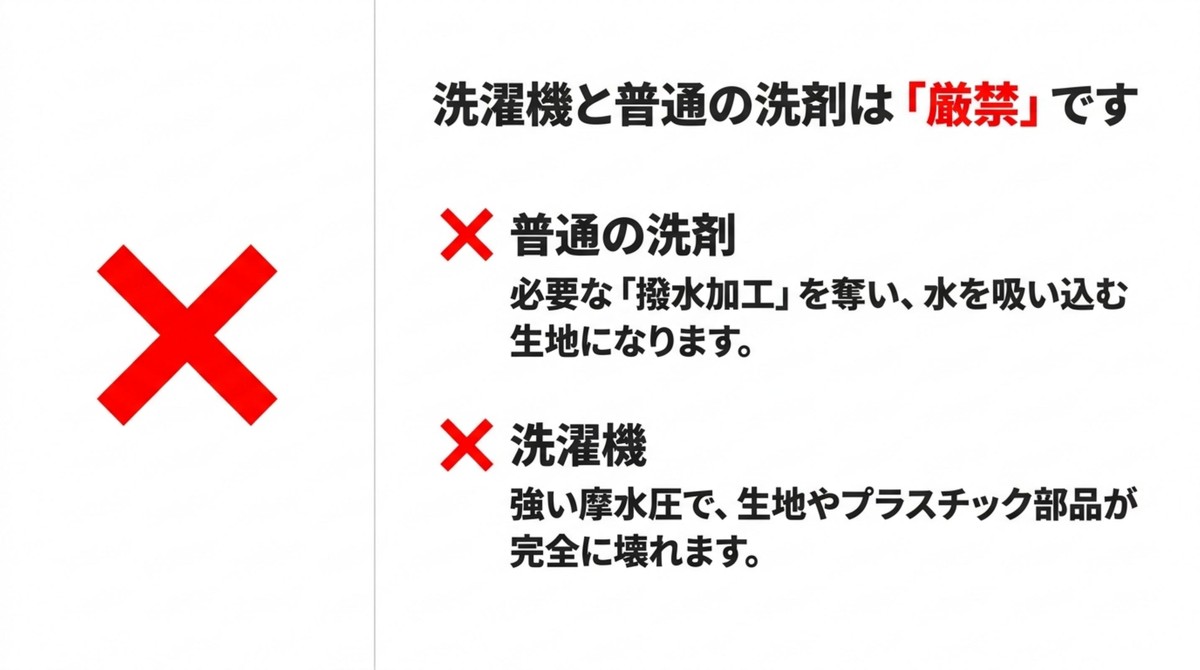 要注意!洗濯機と普通の洗剤がザックを傷める理由 洗濯機と普通の洗剤の使用が厳禁である理由