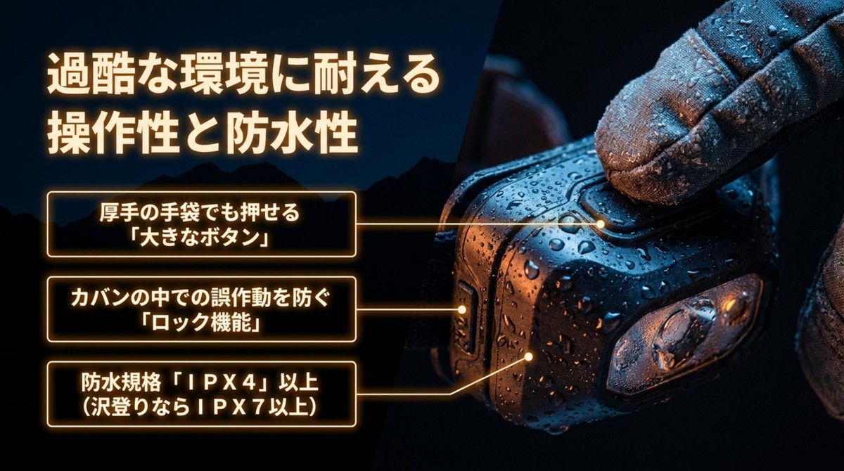 過酷な環境に耐える操作性と防水性[cite: 1]
