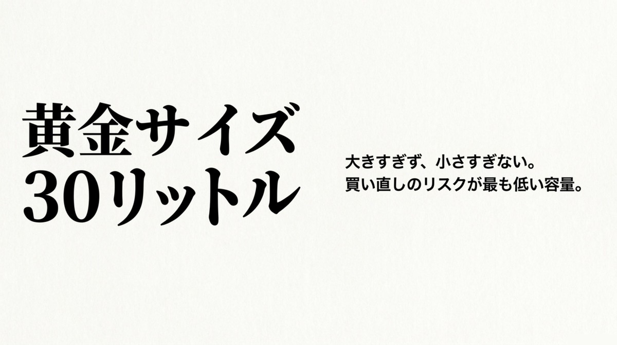 黄金サイズ30リットル 大きすぎず小さすぎない買い直しのリスクが最も低い黄金サイズの30リットル