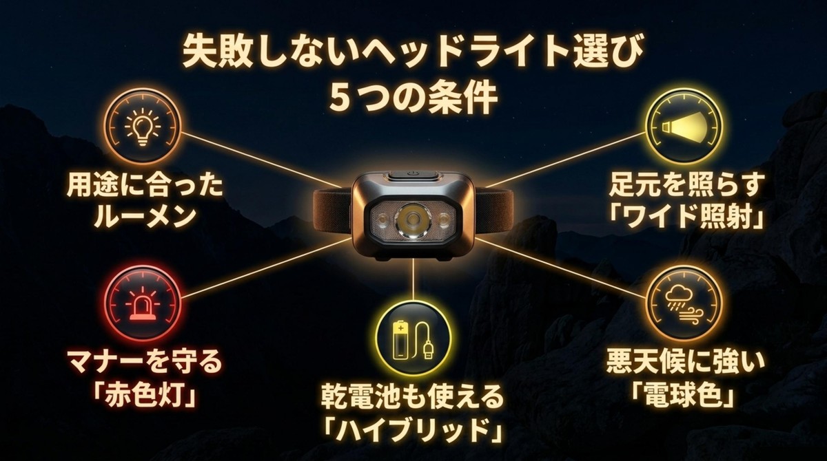 失敗しないヘッドライト選び5つの条件[cite: 1]