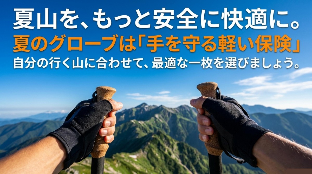 夏山をもっと安全に快適にするグローブ選び 夏山を安全で快適に歩くために夏のグローブを手を守る軽い保険として選ぶまとめスライド