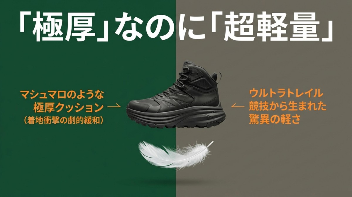 「極厚」なのに「超軽量」 マシュマロのような極厚クッションとウルトラトレイル競技から生まれた驚異の軽さ