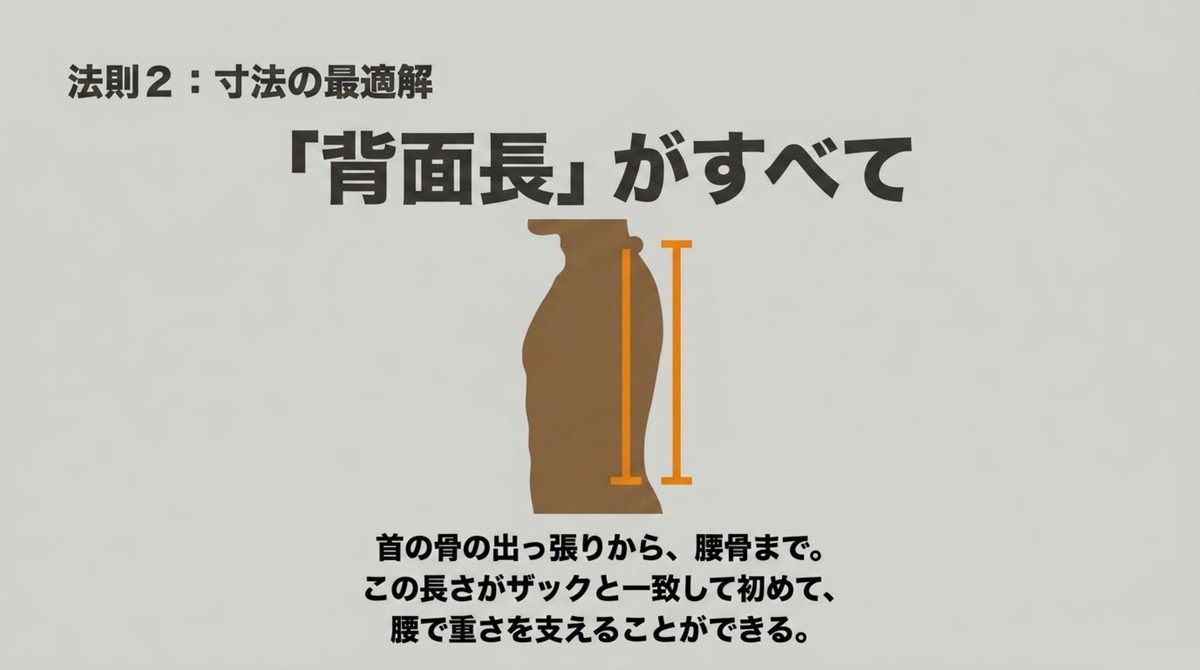 フィッティングの要「背面長」がすべて ザックのフィッティングで最も重要な背面長(トルソー)の測り方
