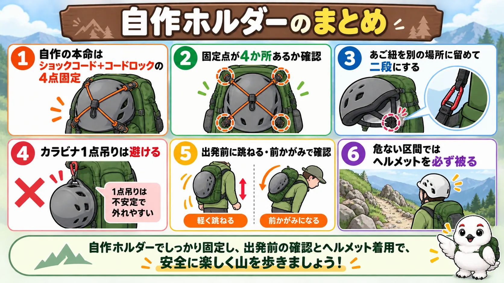 ヘルメットホルダー自作の要点を6項目で俯瞰したまとめ