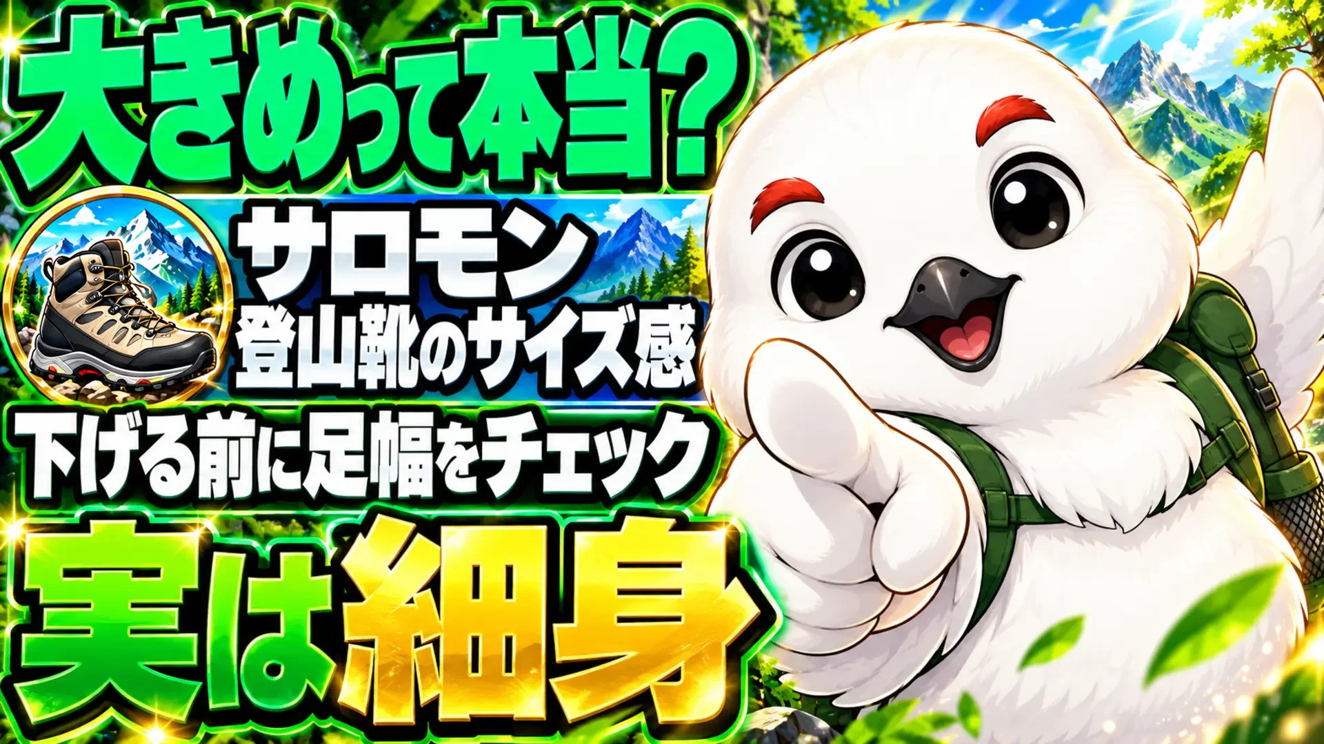 サロモン登山靴は大きめと言われるが実は細身で、サイズを下げる前に足幅で判断する